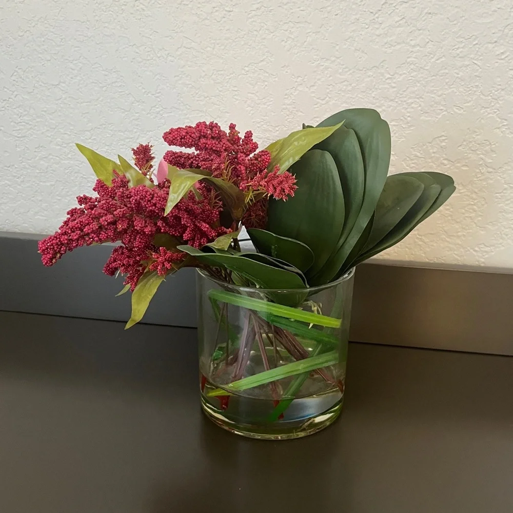 Faux orchid floral arrangement /orchid centerpiece / tabletop decor/ real touch
